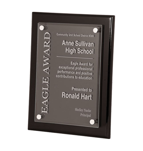 9" x 12" Black Piano Finish Floating Acrylic Plaque