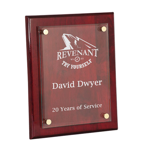 10.5" x 13" Rosewood Piano Finish Floating Glass Plaque