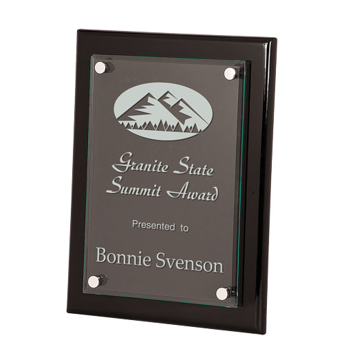 9" x 12" Black Piano Finish Floating Glass Plaque