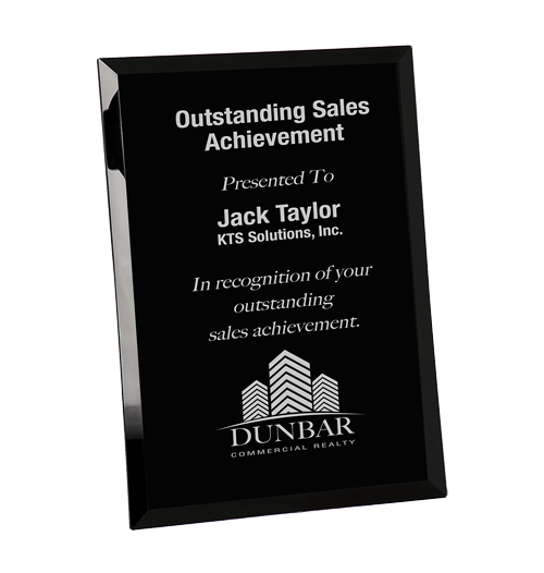 9" x 12" Black Glass Mirror Plaque