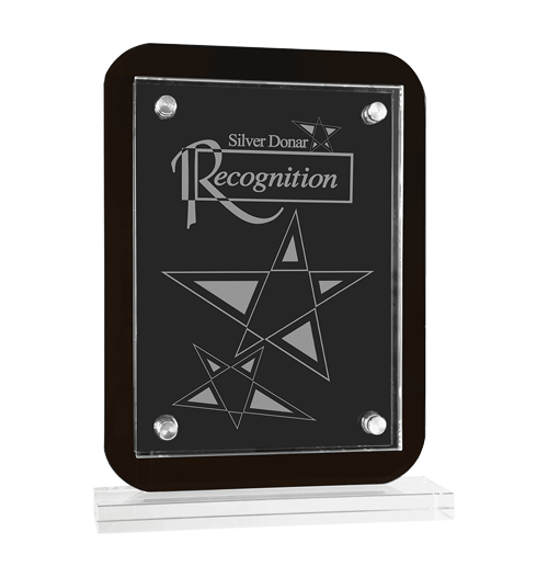 7.5" x 10" Black Floating Glass Standup Plaque
